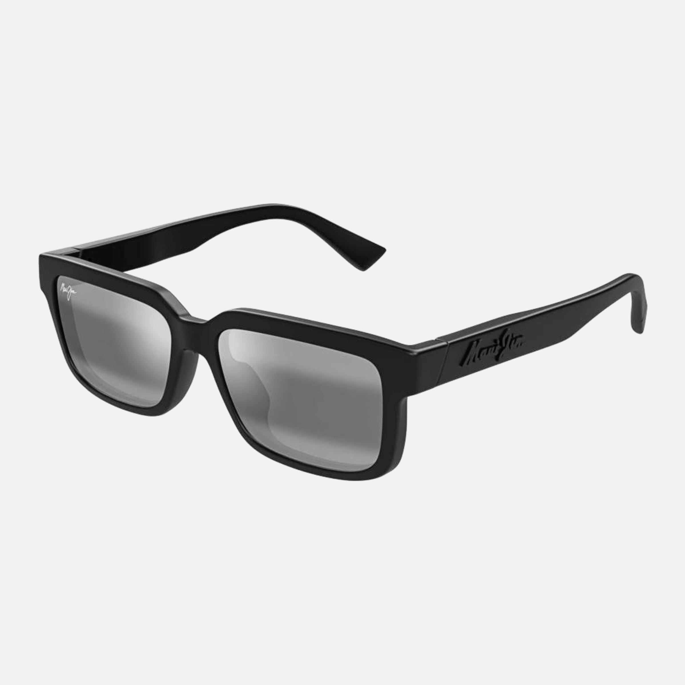 Maui 56mm Jim Hiapo Black Rectangle Polarized Unisex Sunglasses - Side View