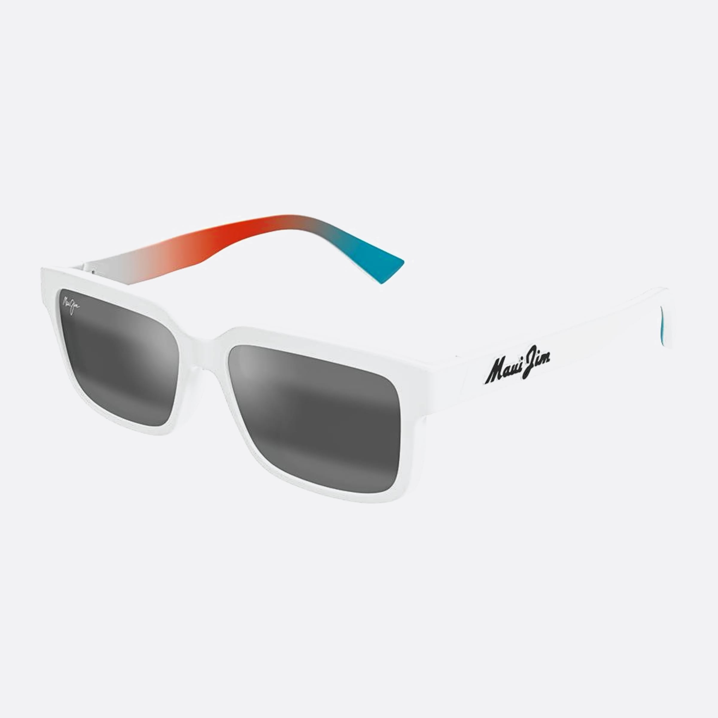 Maui 56mm Jim Hiapo White Rectangle Polarized Unisex Sunglasses - Side View