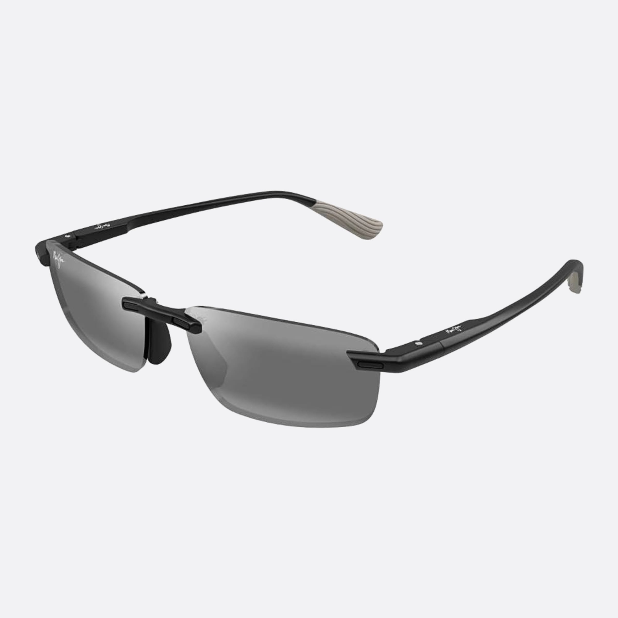Maui 59mm Jim Ilikou 02a Black Geometric Polarized Unisex Sunglasses - Side View