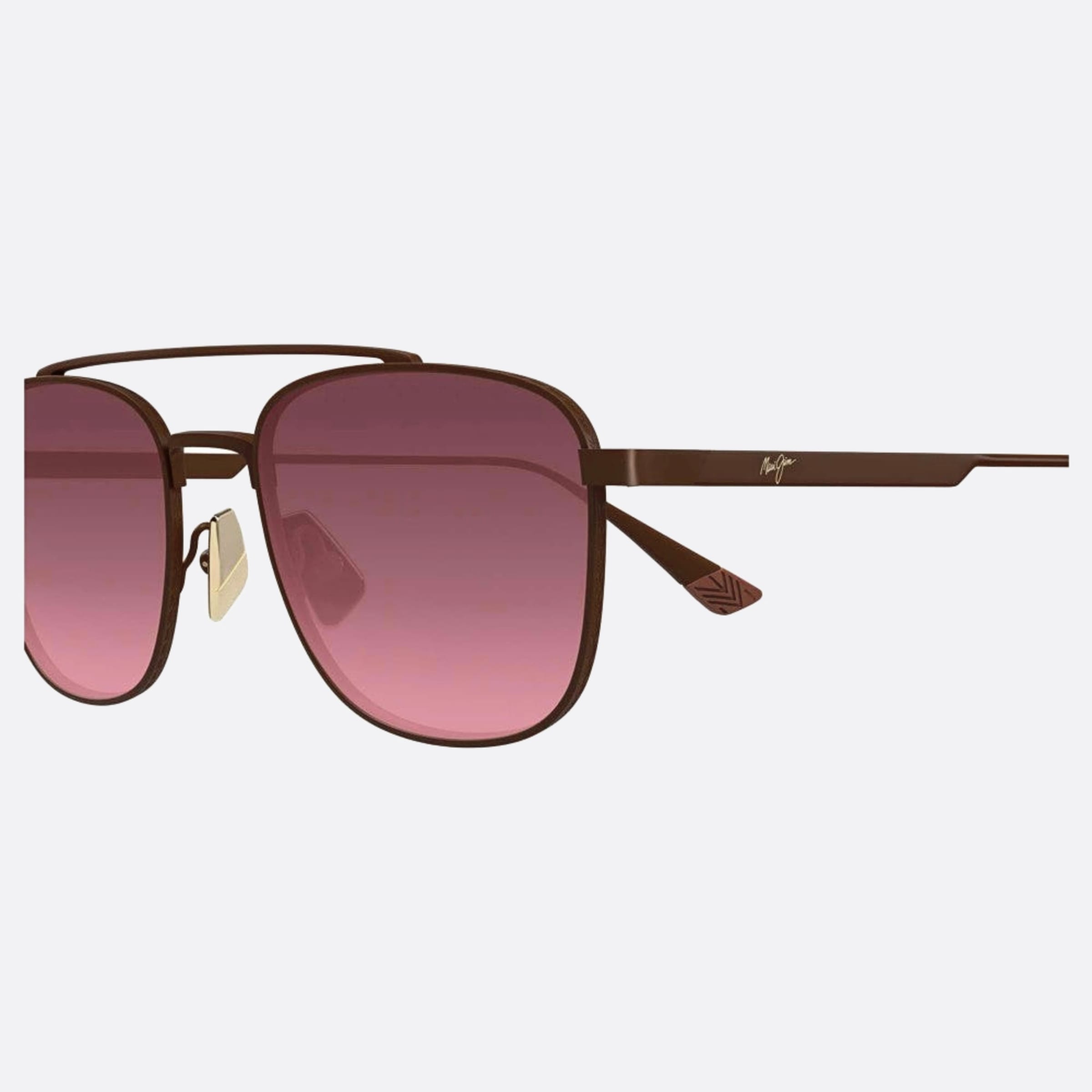 Maui 53mm Jim Kahana Rs640 Brown Squared Polarized Unisex Sunglasses - Detail View