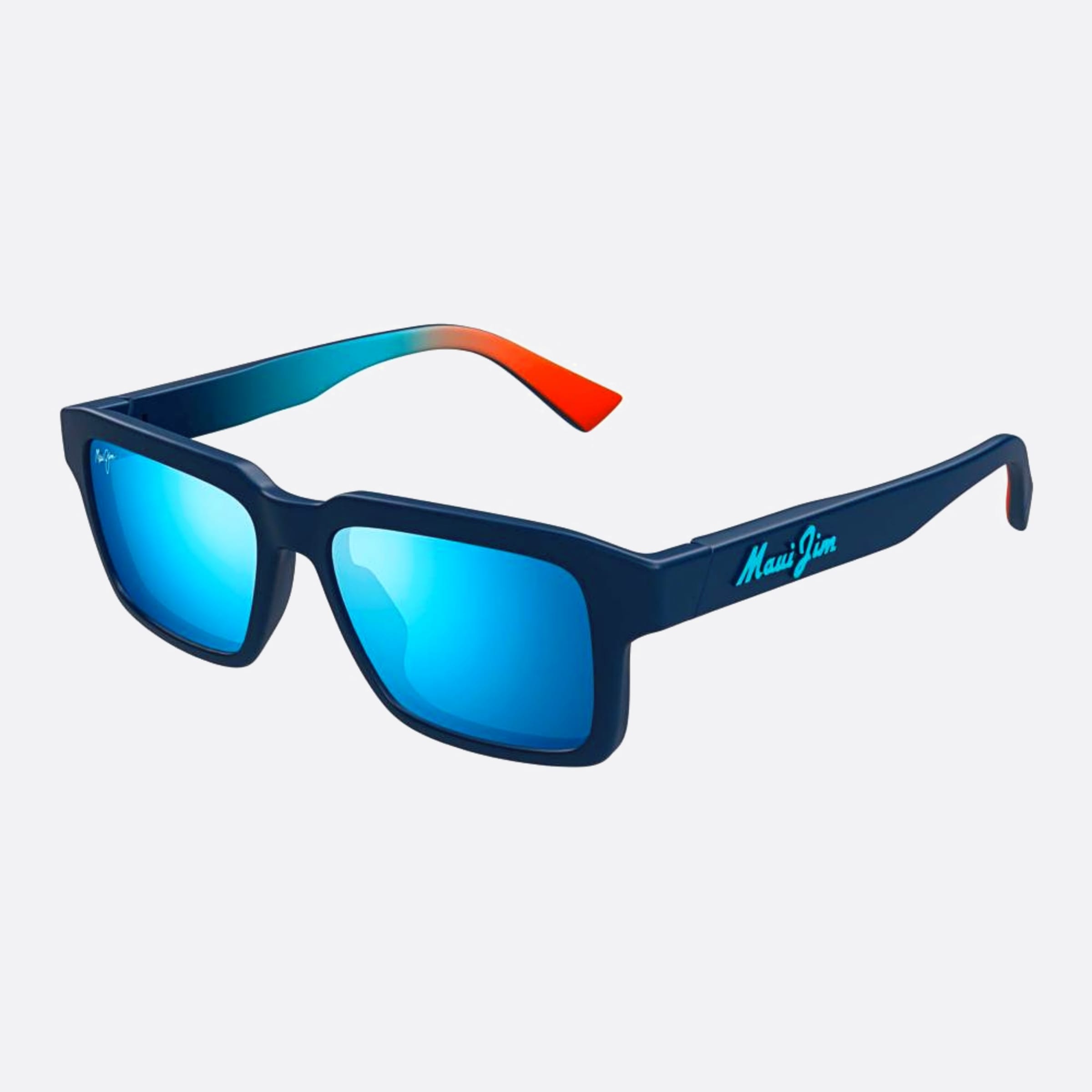Maui 53mm Jim Kahiko B635 Blue Geometric Polarized Unisex Sunglasses - Side View