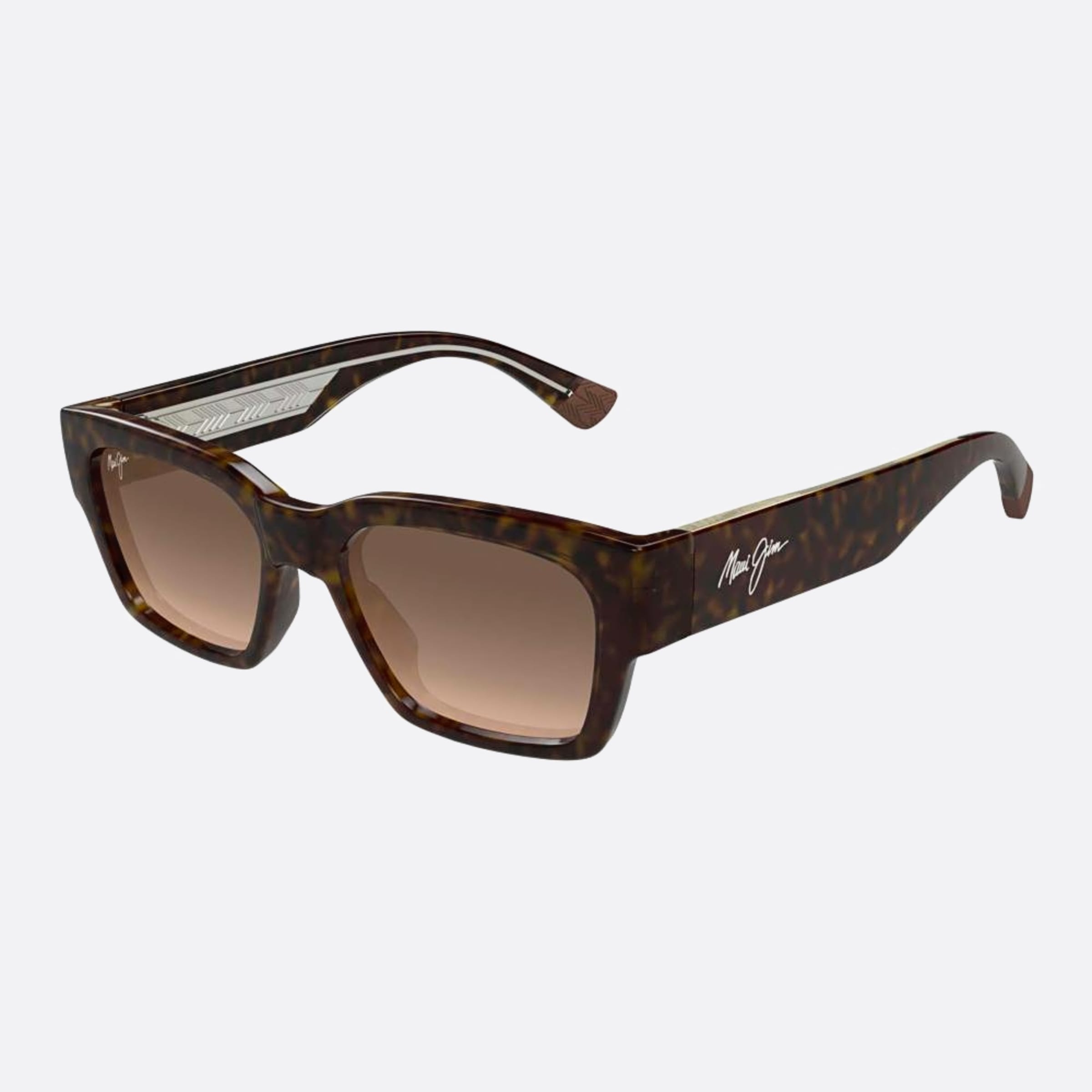 Maui 53mm Jim Kenui Hs642 Havana Geometric Polarized Men Sunglasses - Side View