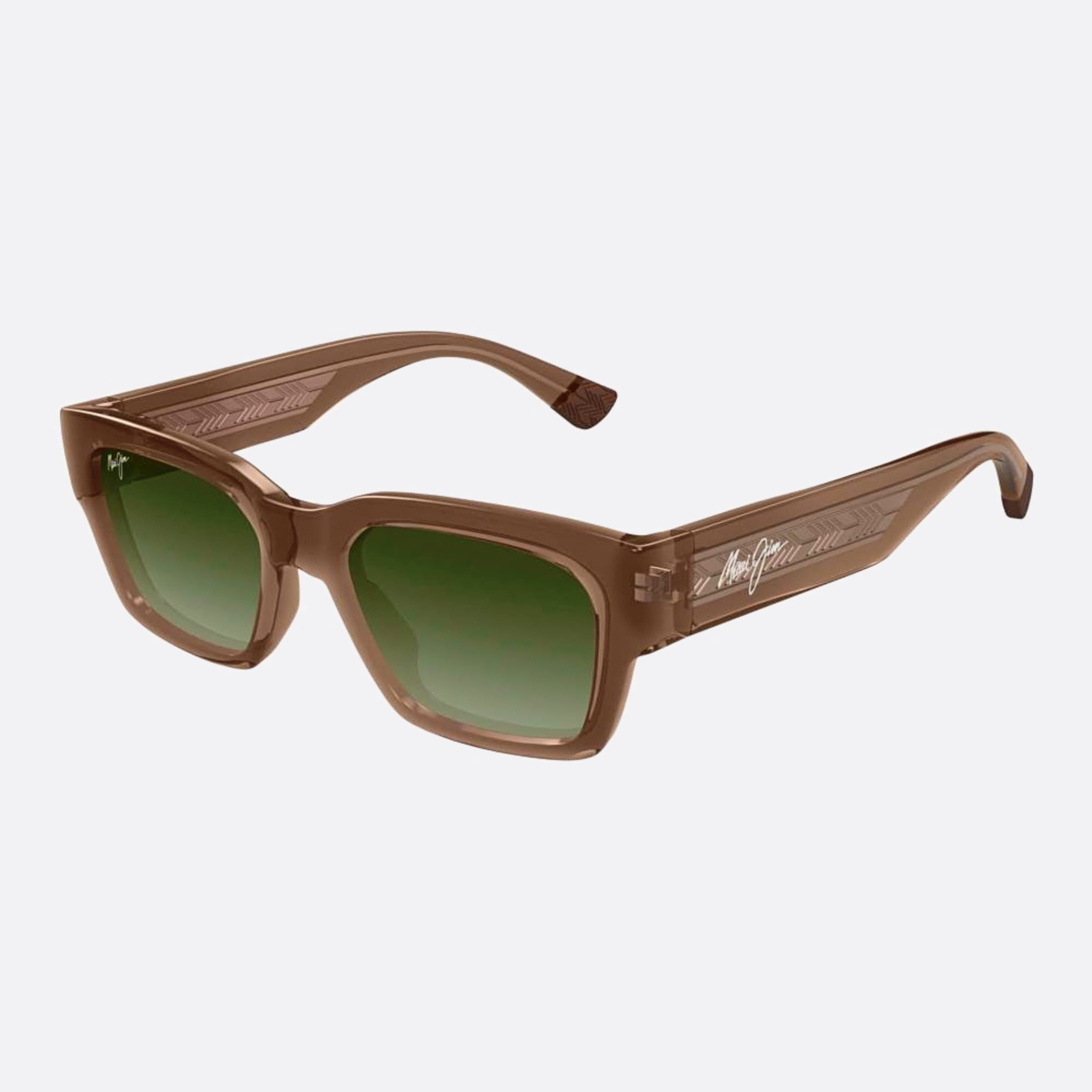 Maui 53mm Jim Kenui Hts642 01a Brown Geometric Polarized Men Sunglasses - Side View