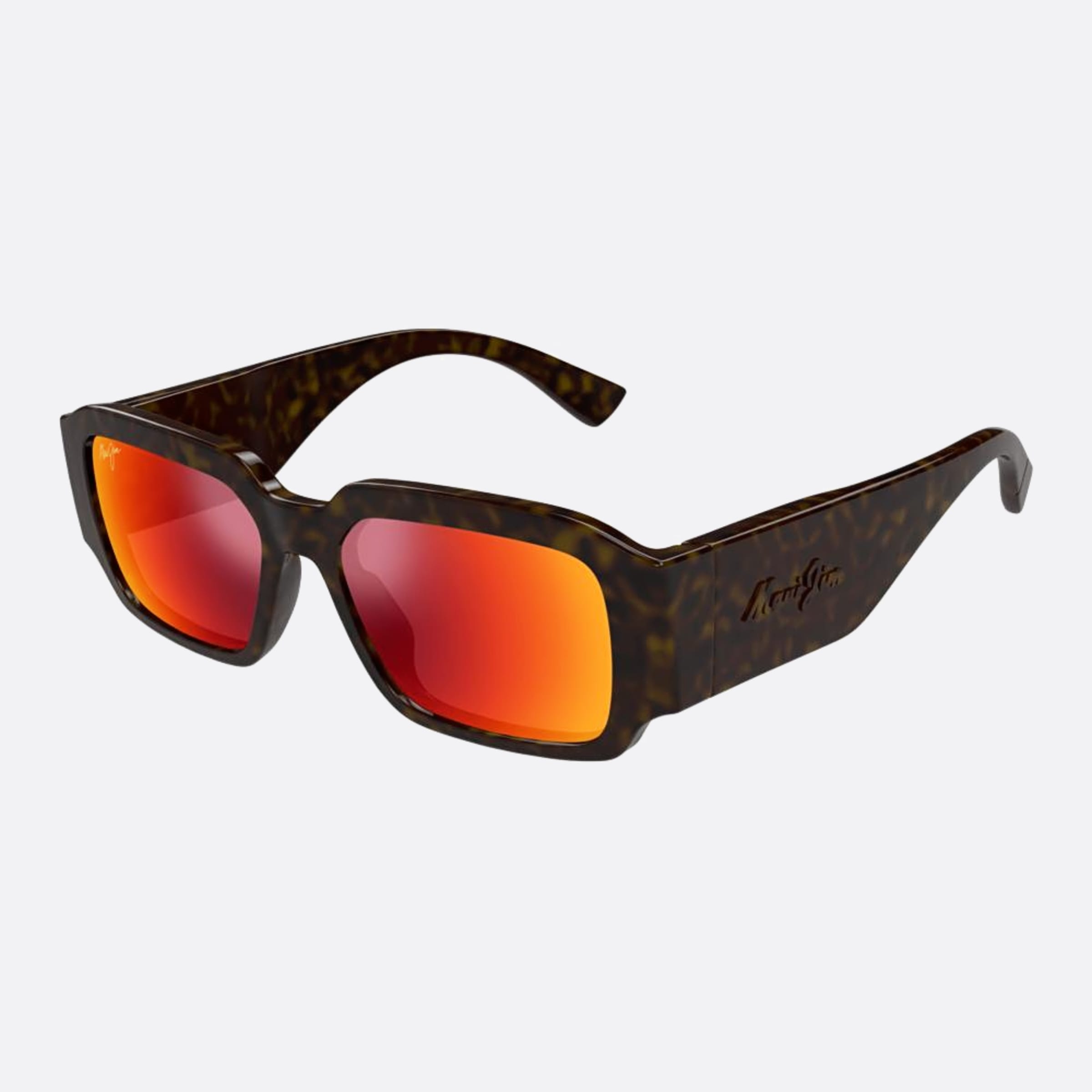 Maui 55mm Jim Kupale Rm639 Havana Rectangle Polarized Unisex Sunglasses - Side View