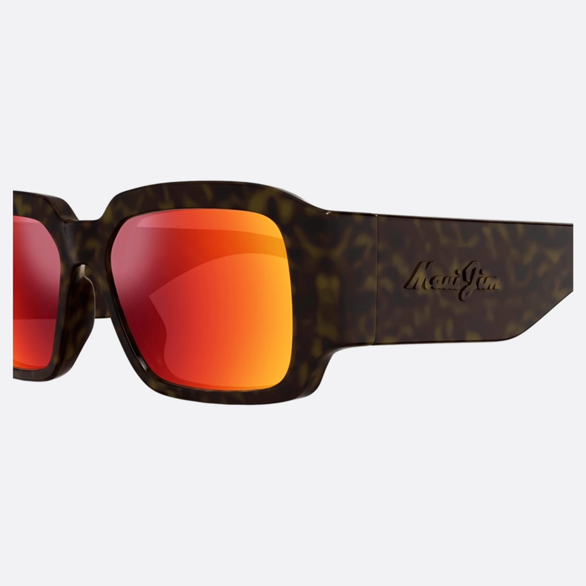 Maui 55mm Jim Kupale Rm639 Havana Rectangle Polarized Unisex Sunglasses - Detail View