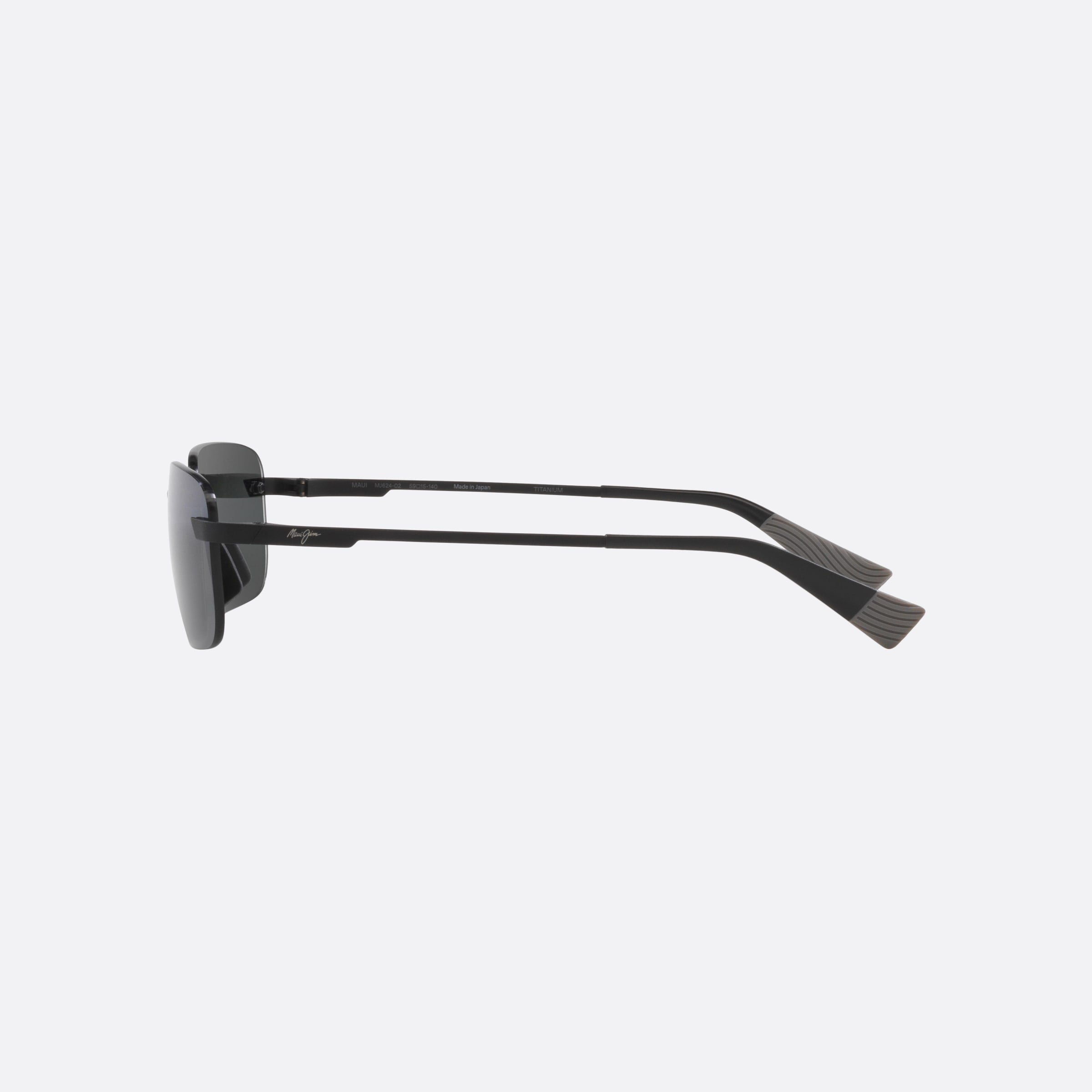 Maui 59mm Jim Lanakila Black Rectangle Polarized Men Sunglasses - Detail View