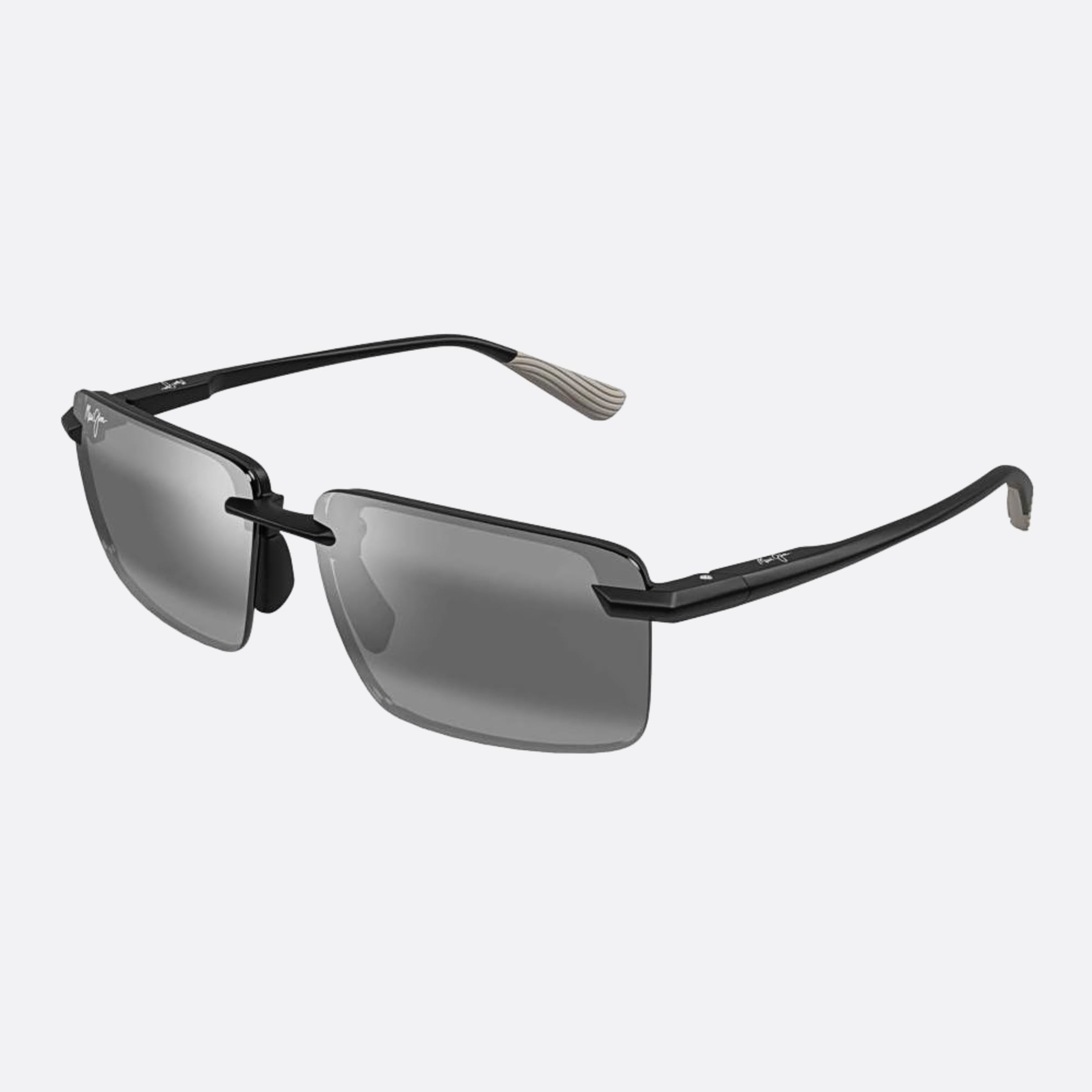Maui 61mm Jim Laulima 02a Black Geometric Polarized Men Sunglasses - Side View