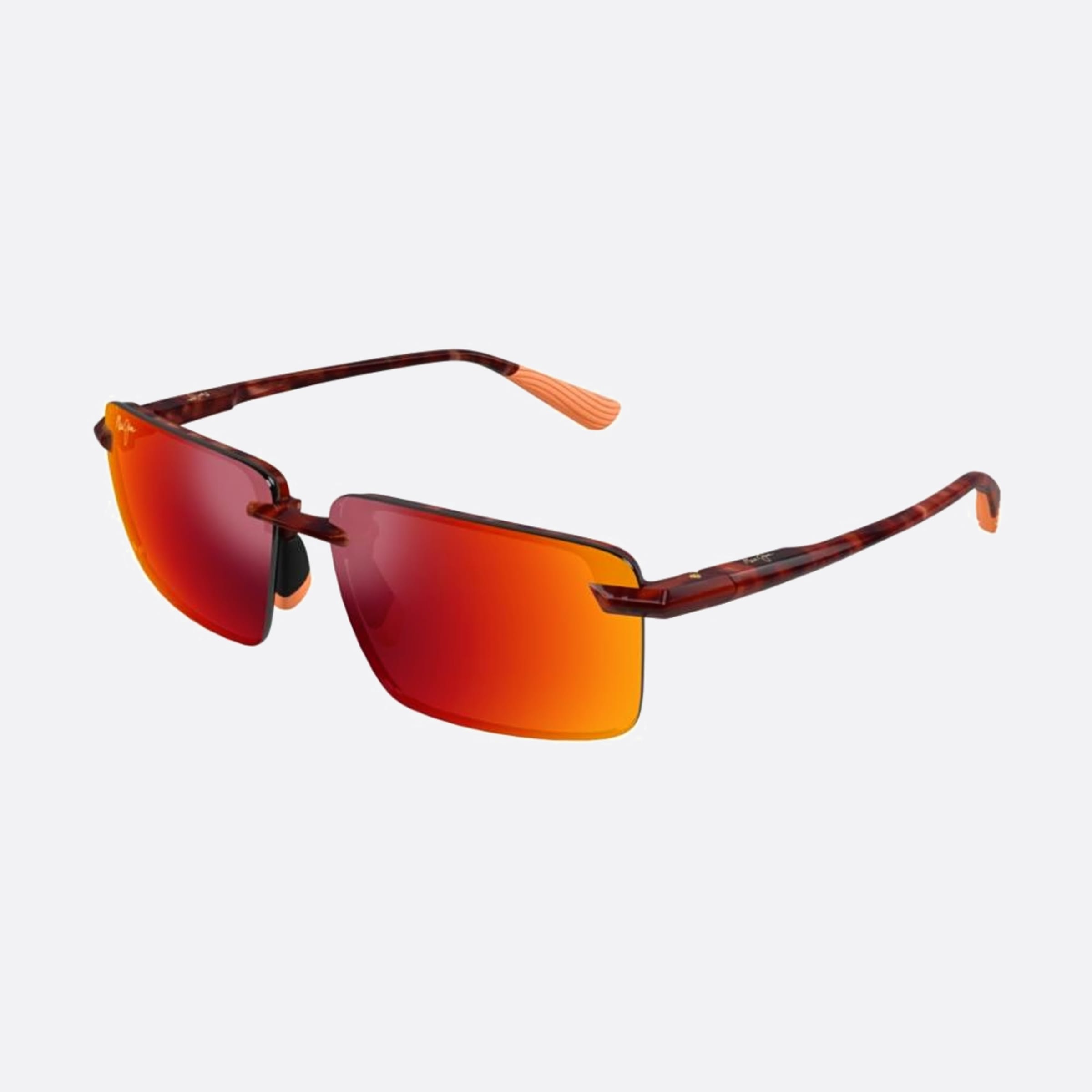 Maui 61mm Jim Laulima Rhvrd Havana Rectangle Polarized Unisex Sunglasses - Side View
