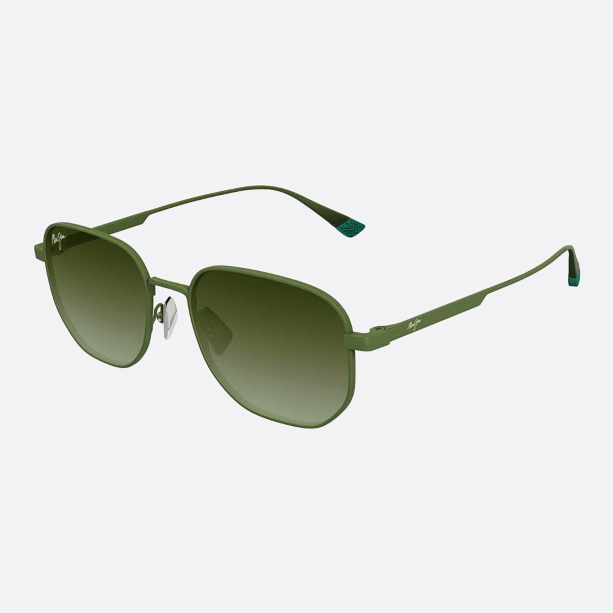 Maui 52mm Jim Lewalani Hts633 Green Squared Polarized Unisex Sunglasses - Side View