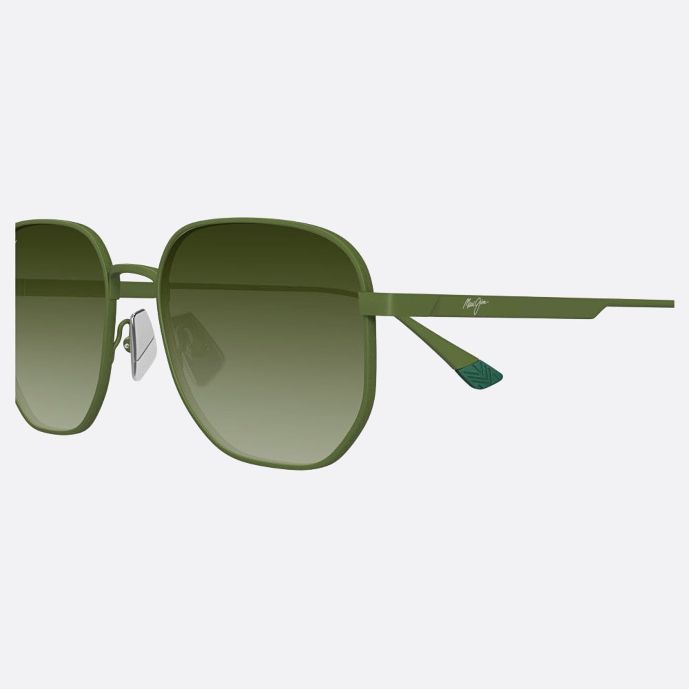 Maui 52mm Jim Lewalani Hts633 Green Squared Polarized Unisex Sunglasses - Detail View
