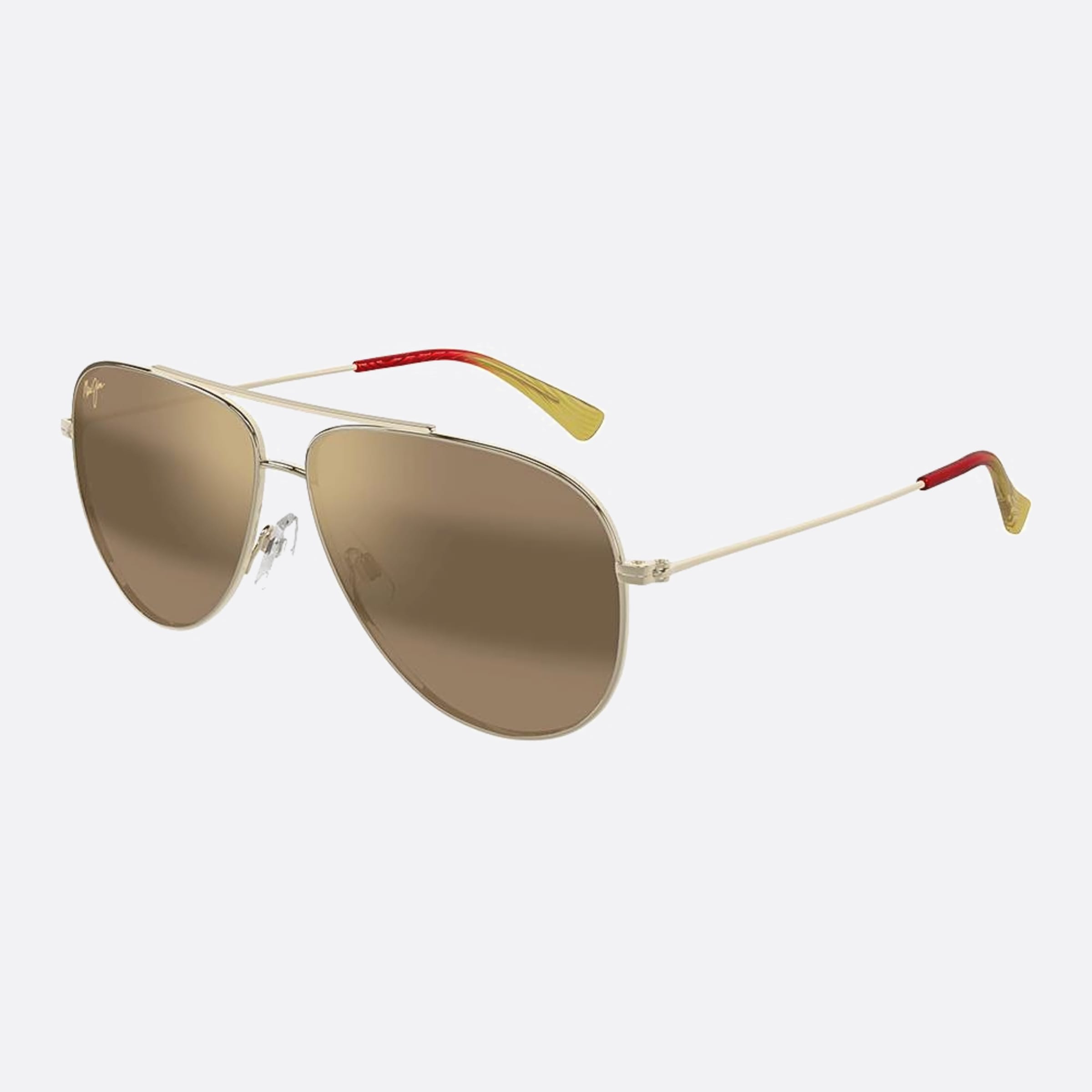 Maui 59mm Jim Pgdbz Gold Pilot Polarized Men Sunglasses - Side View