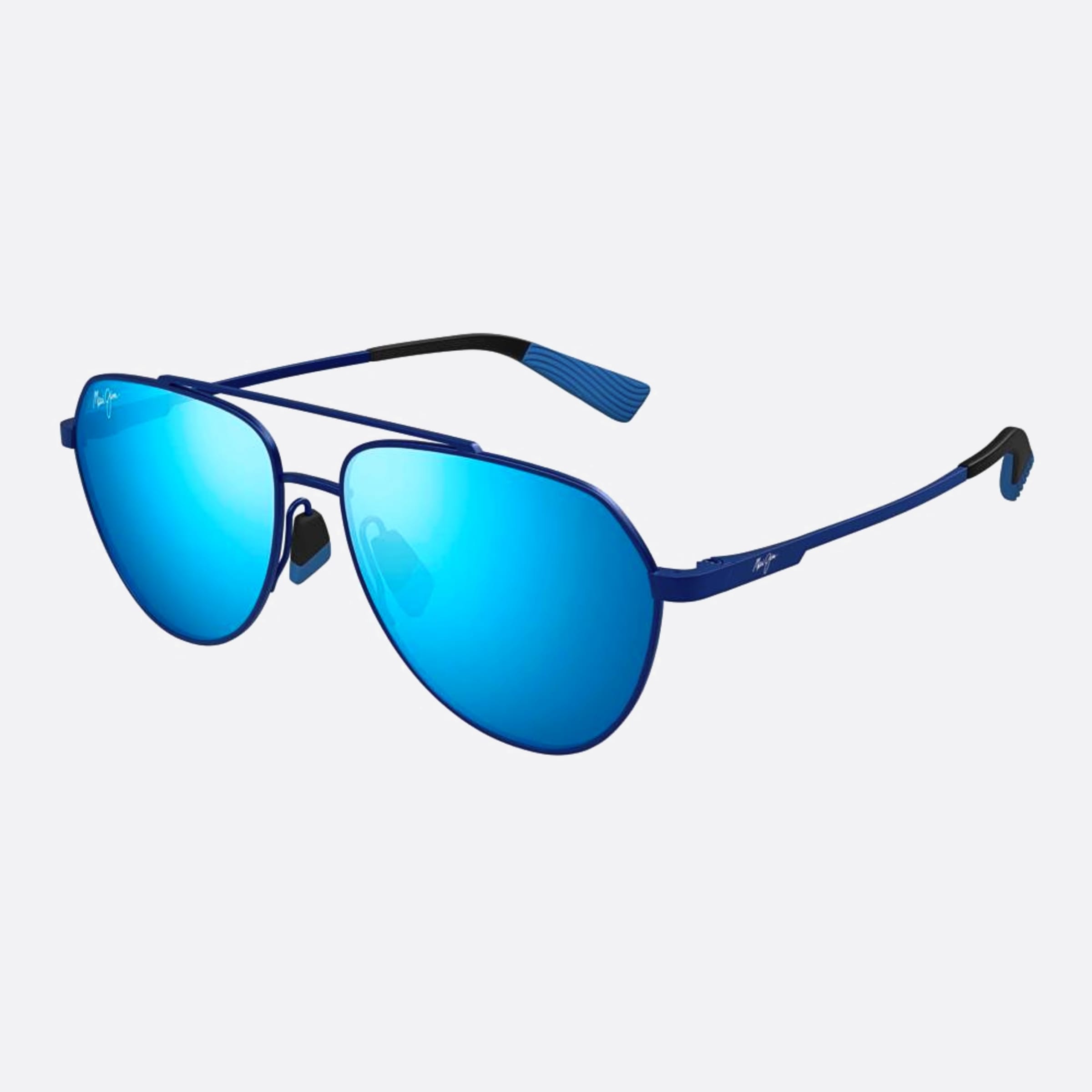 Maui 59mm Jim Waiwai B634 Blue Pilot Polarized Men Sunglasses - Side View