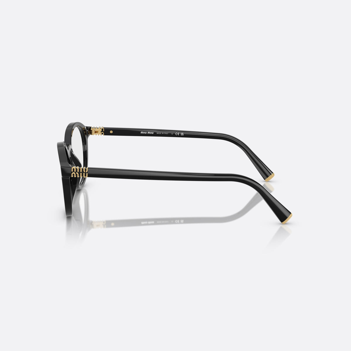 Rame ochelari de vedere Miu Miu 0MU 02WV 16K1O1, pantos negru, pentru femei, punte simplă integrată, literele brandului pe brațe, vedere laterală