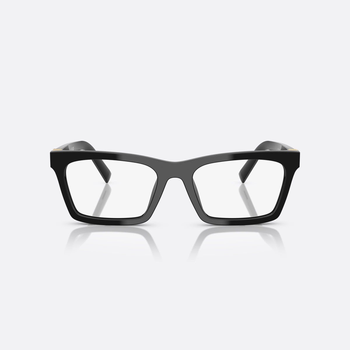Miu Miu MU 04WV 16K1O1 eyeglasses, black squared frame for women, plain bridge, brand lettering on temples, full-rim frame, front view