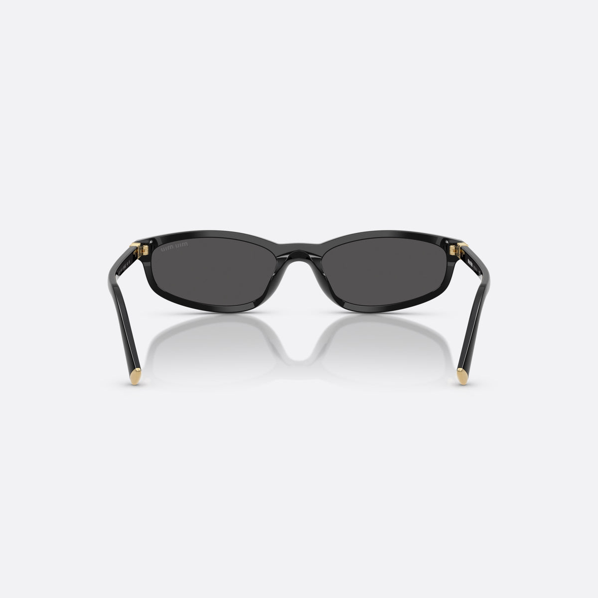 Ochelari de soare Miu Miu 0MU A06S 16K08Z, ovali negru, pentru femei, punte simplă, literele brandului pe brațe, ramă completă, vedere din spate