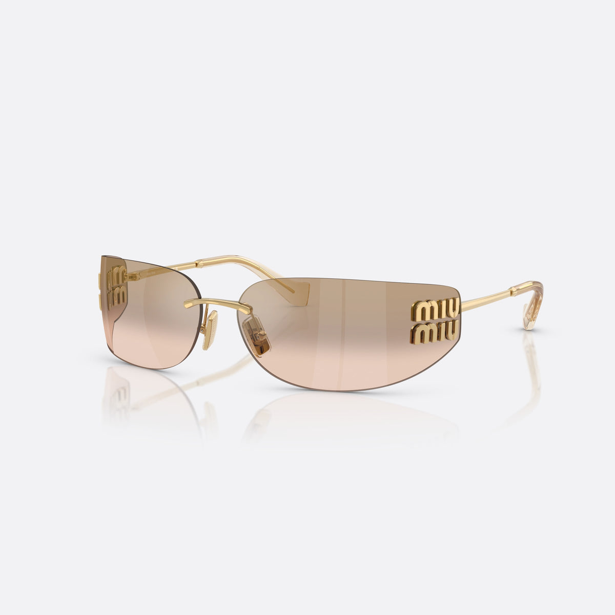 Ochelari de soare Miu Miu 0MU A51S 5AK20P, geometrica auriu, pentru femei, punte metalică simplă, literele brandului pe brațe