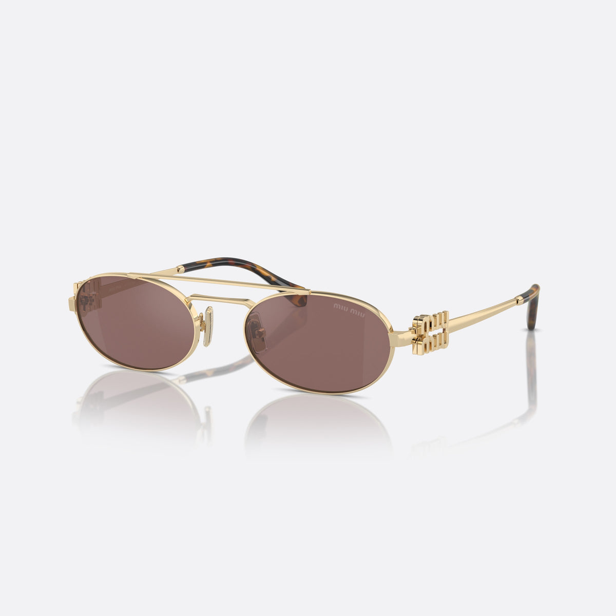 Ochelari de soare Miu Miu Logo MU 54ZS ZVN-70D, geometrica auriu, pentru femei, punte dublă cu bară superioară, placă cu logo pe brațe