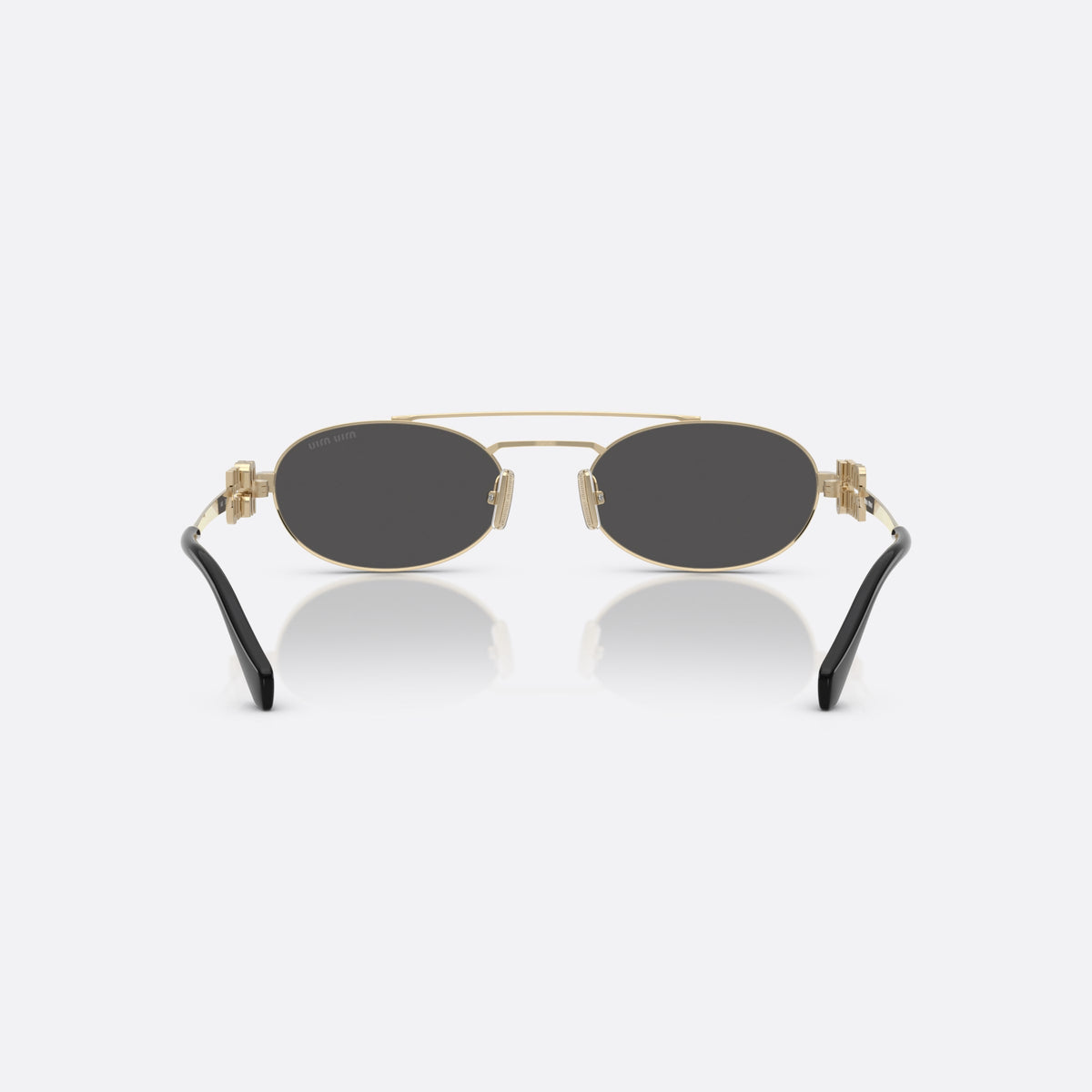 Ochelari de soare Miu Miu Logo MU 54ZS ZVN08Z, geometrica auriu, pentru femei, punte dublă cu bară metalică, ramă completă metalică, vedere din spate