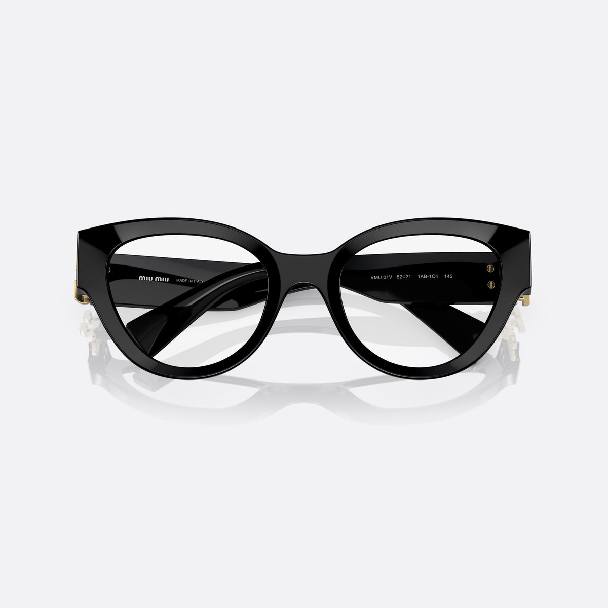 Rame ochelari de vedere Miu Miu MU 01VV 1AB-1O1 E, phantos negru, pentru femei, punte simplă din acetat, literele brandului pe brațe