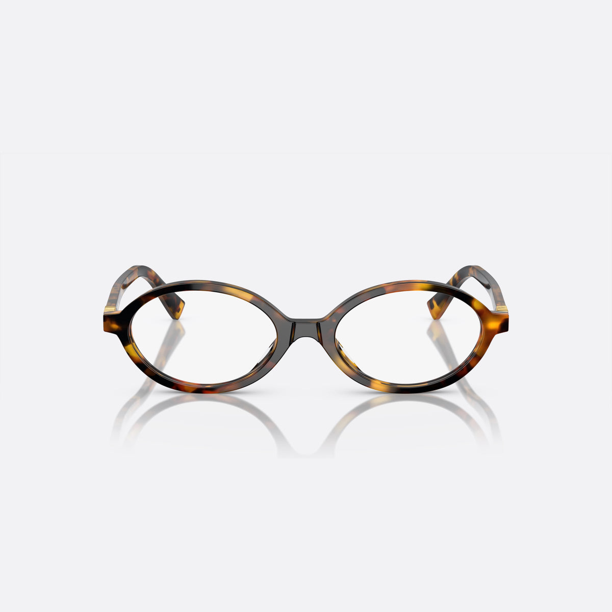 Rame ochelari de vedere Miu Miu MU 01XV VAU-1O1 B, ovali havana, pentru femei, punte simplă integrată, literele brandului pe braț