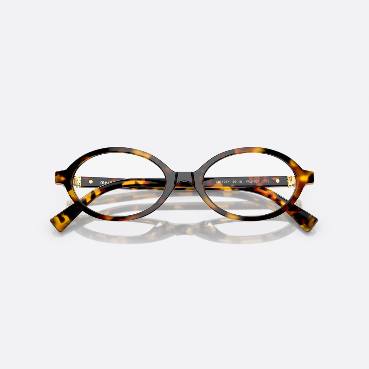 Rame ochelari de vedere Miu Miu MU 01XV VAU-1O1 B, ovali havana, pentru femei, punte simplă integrată, literele brandului pe braț