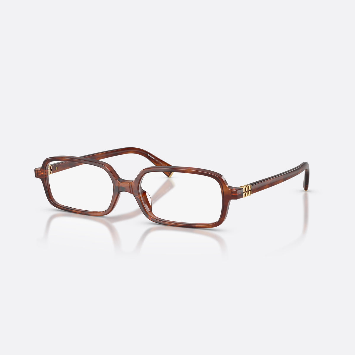 Rame ochelari de vedere Miu Miu MU 01YV 26E1O1, rectangulari maro, pentru femei, punte simplă, literele brandului pe braț, ramă completă