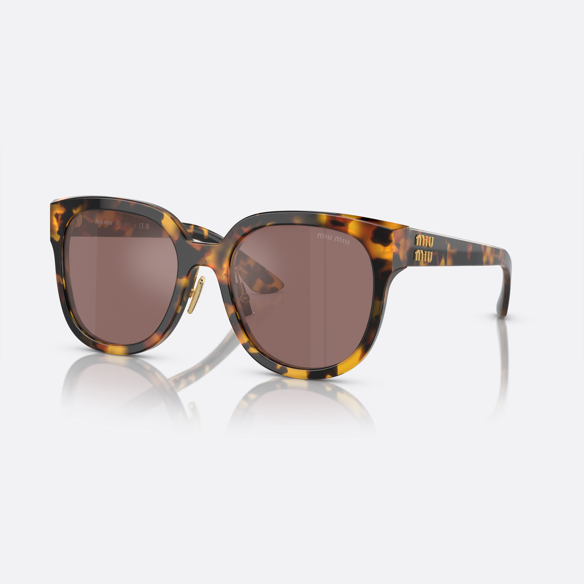 Miu Miu MU 01ZS 55 sunglasses, red square frame for women, brand lettering on temples, full-rim frame