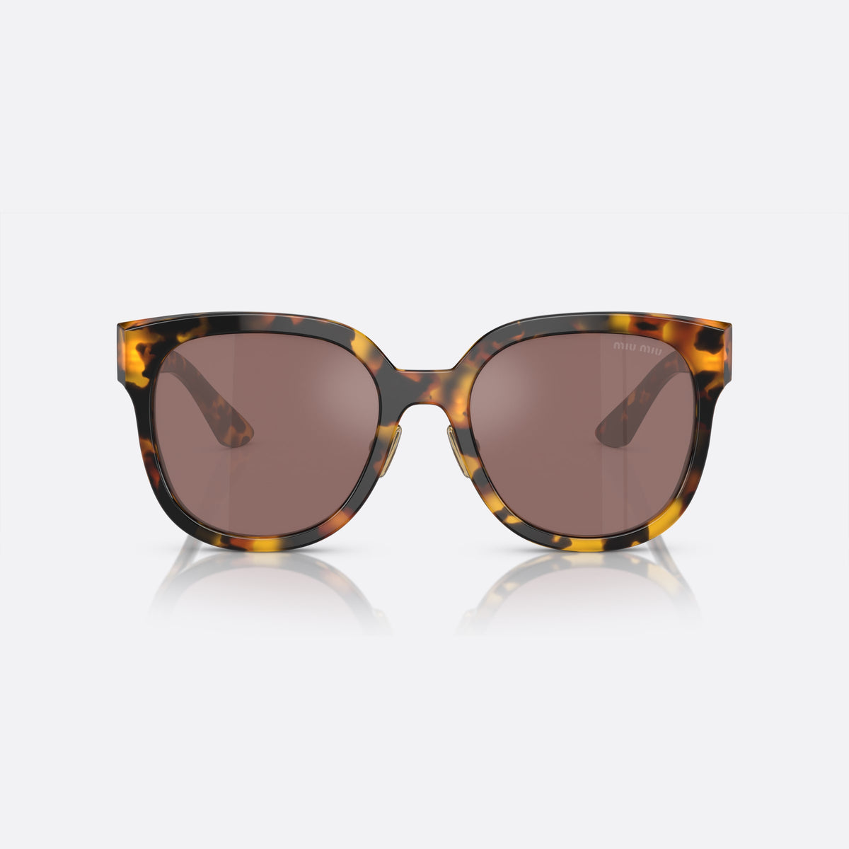 Miu Miu MU 01ZS 55 sunglasses, red square frame for women, brand lettering on temples, full-rim frame