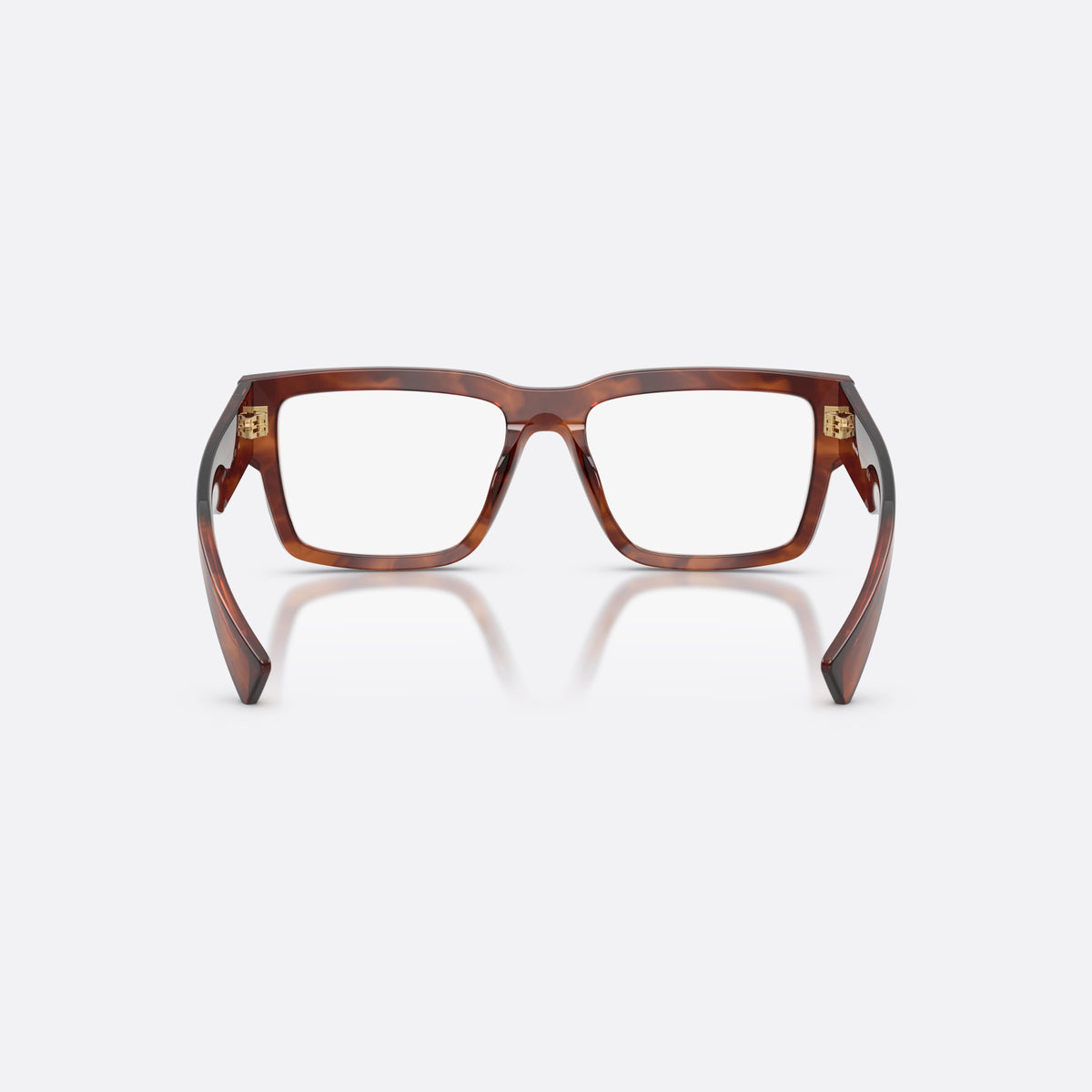 Miu Miu MU 02XV 26E1O1 eyeglasses, brown rectangle frame for women, plain bridge, integrated into front, full-rim front, back view