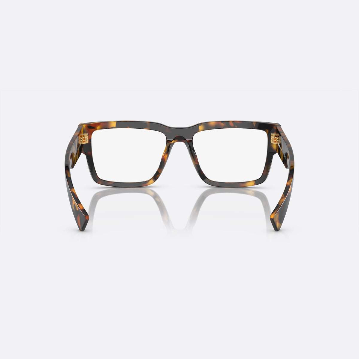 Miu Miu MU 02XV VAU-1O1 A eyeglasses, brown rectangular frame for women, plain bridge, brand logo plaque on temple, clear lenses