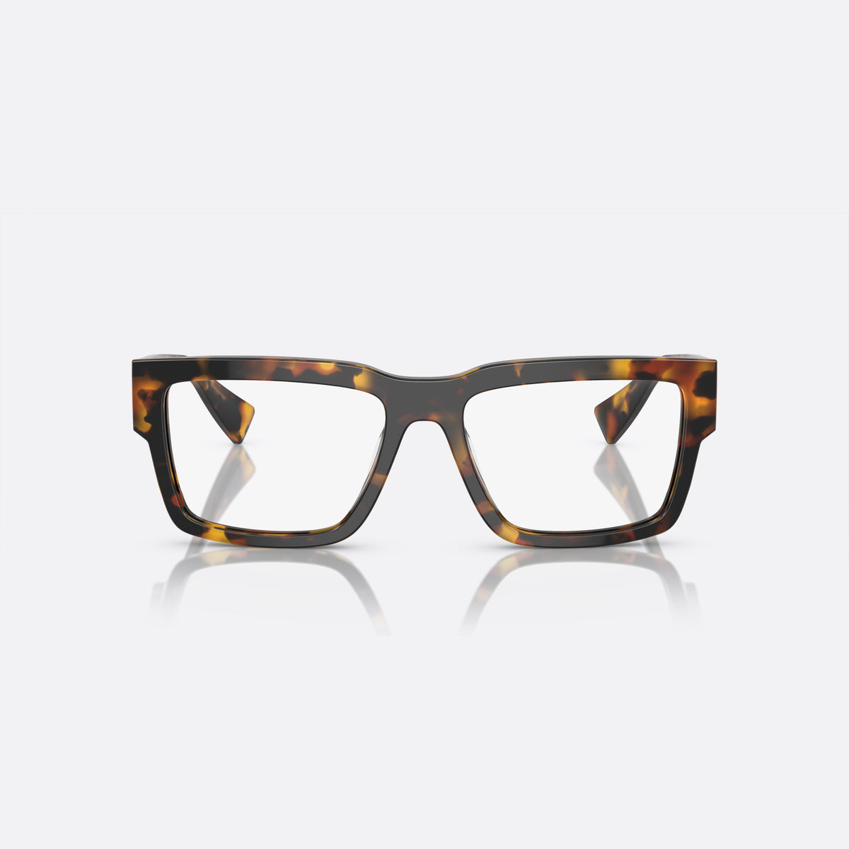 Miu Miu MU 02XV VAU-1O1 A eyeglasses, brown rectangular frame for women, plain bridge, brand logo plaque on temple, clear lenses