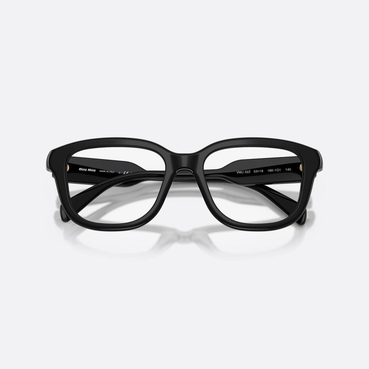 Rame ochelari de vedere Miu Miu MU 02ZV 16K1O1, rectangulari negru, pentru femei, punte simplă, integrată, literele brandului pe brațe, cu brațele pliate