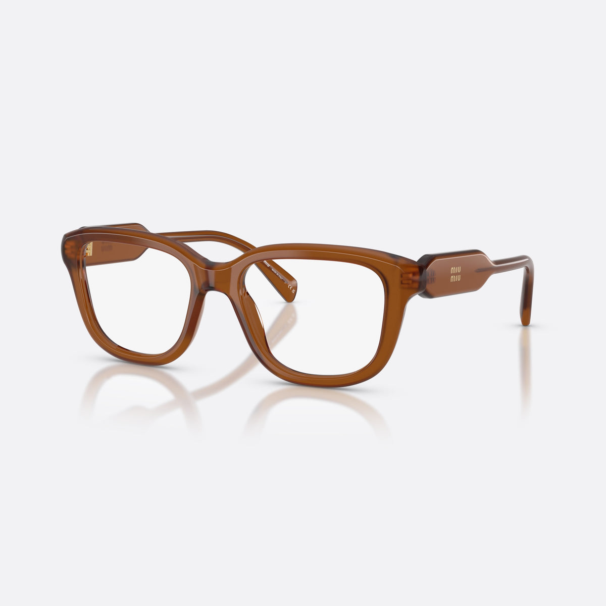 Rame ochelari de vedere Miu Miu MU 02ZV 22I1O1, rectangulari maro, pentru femei, punte simplă din acetat, litere ale brandului pe brațe