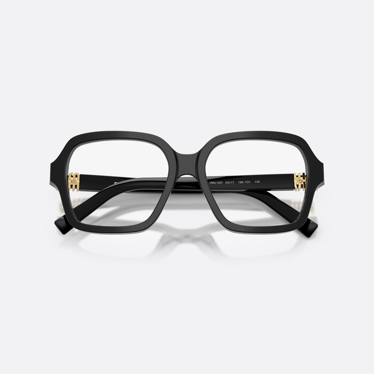 Rame ochelari de vedere Miu Miu MU 03YV 16K1O1, patrati negru, pentru femei, punte simplă, integrată în ramă, brațe subțiri, conice, cu brațele pliate