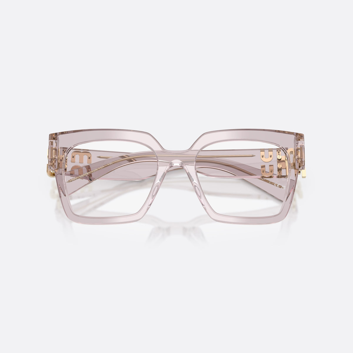 Rame ochelari de vedere Miu Miu MU 04UV 12W1O1, patrati violet, pentru femei, punte integrată simplă, literele brandului pe brațe, cu brațele pliate