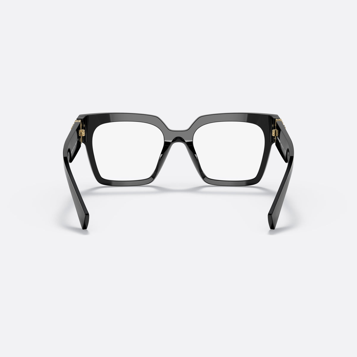 Miu Miu MU 04UV 1AB-1O1 E eyeglasses, black square frame for women, plain bridge, integrated design, brand lettering on temples
