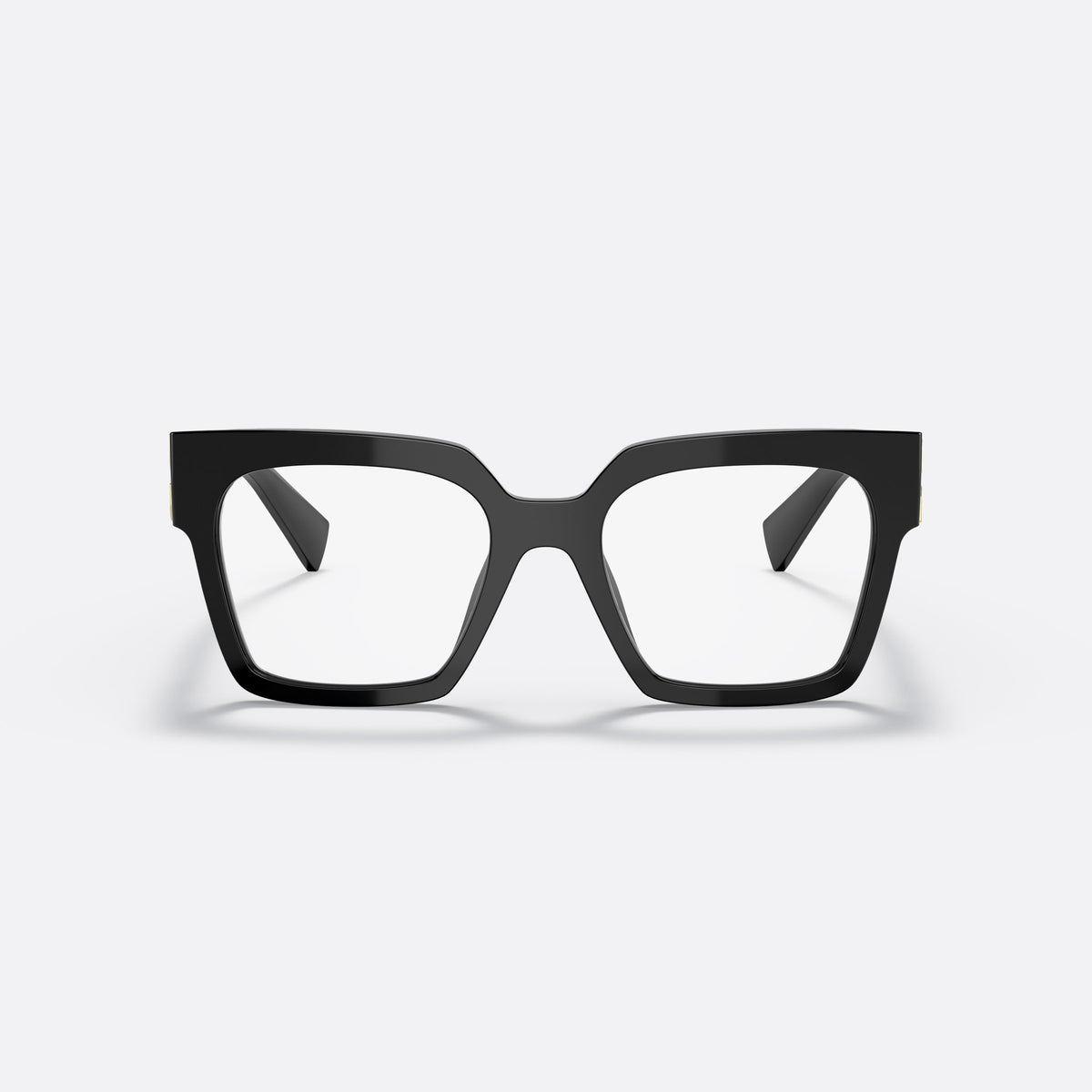 Miu Miu MU 04UV 1AB-1O1 E eyeglasses, black square frame for women, plain bridge, integrated design, brand lettering on temples