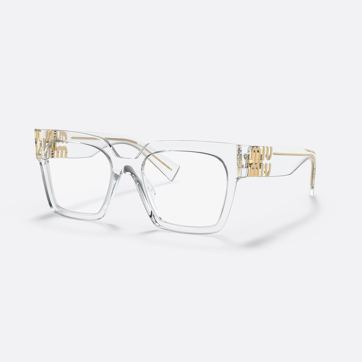 Miu Miu MU 04UV 2AZ-1O1 eyeglasses, white square frame for women, plain integrated bridge, brand lettering on temples