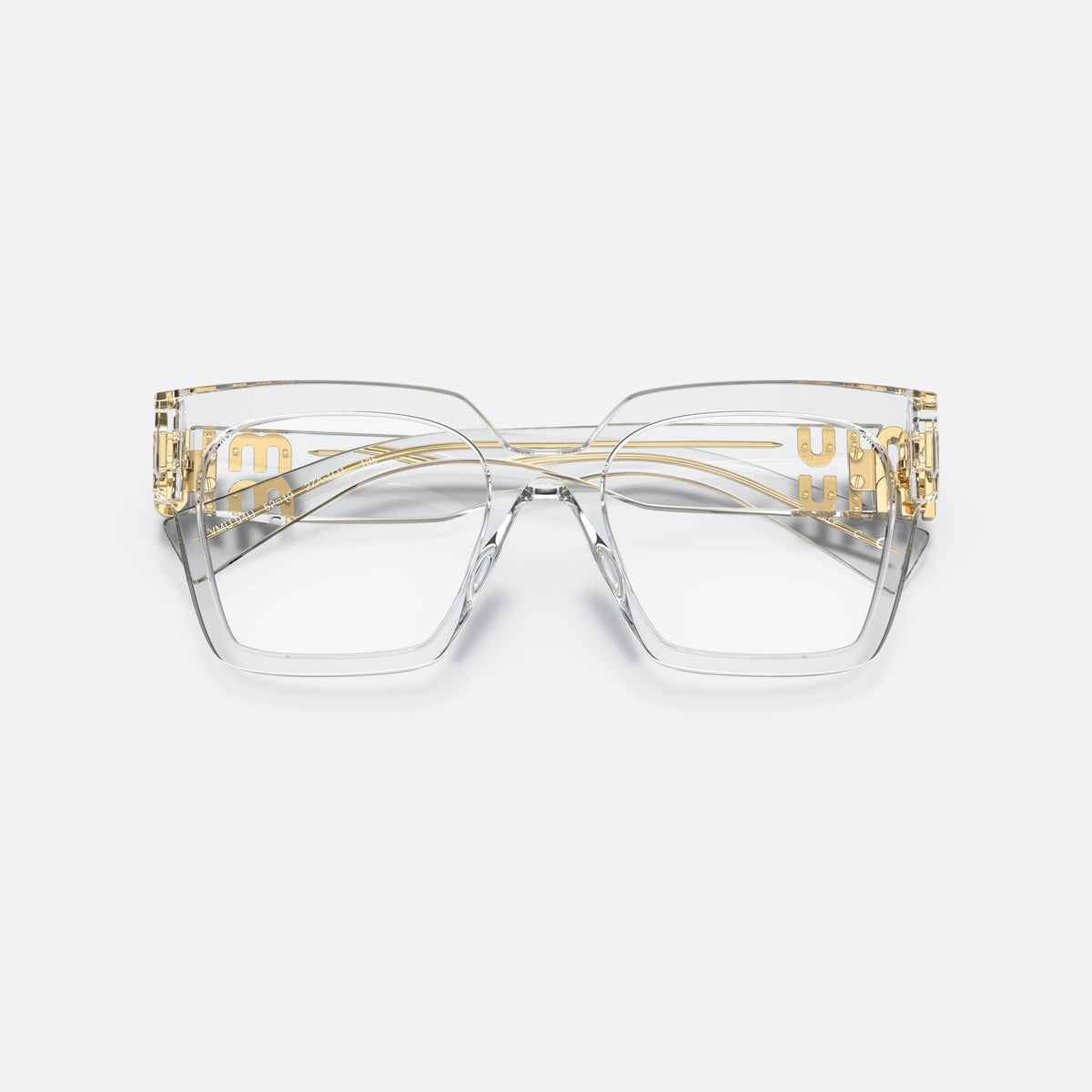 Rame ochelari de vedere Miu Miu MU 04UV 2AZ-1O1, patrati alb, pentru femei, punte simplă integrată, literele brandului pe brațe
