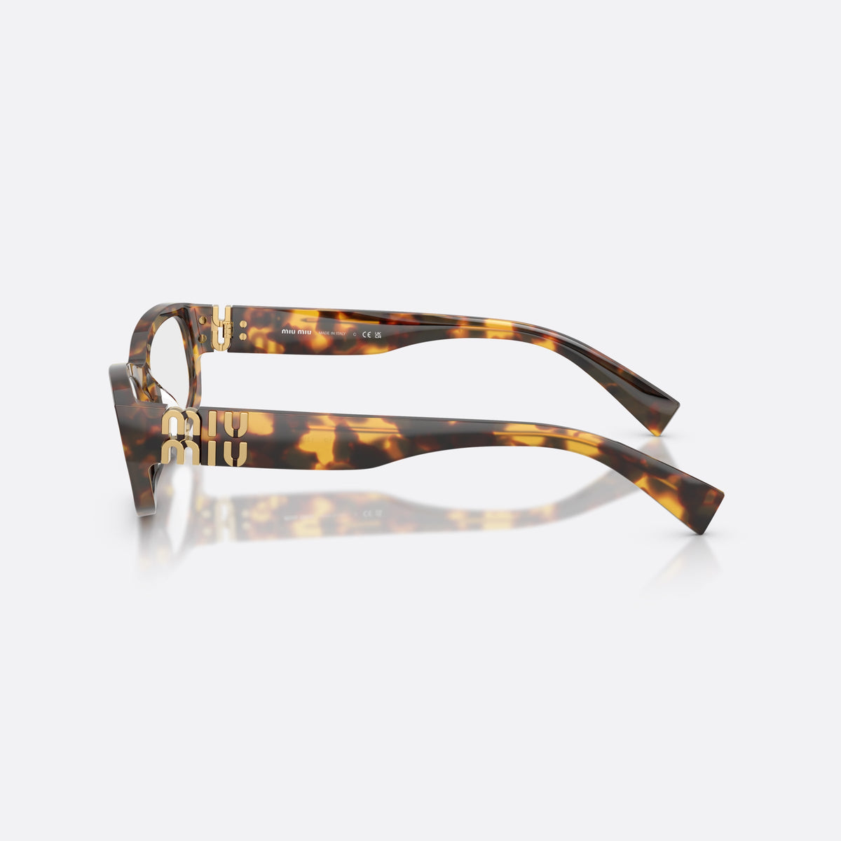 Rame ochelari de vedere Miu Miu MU 04YV 14L1O1, neregulat havana, pentru femei, punte simplă, integrată în față, ramă completă, vedere laterală