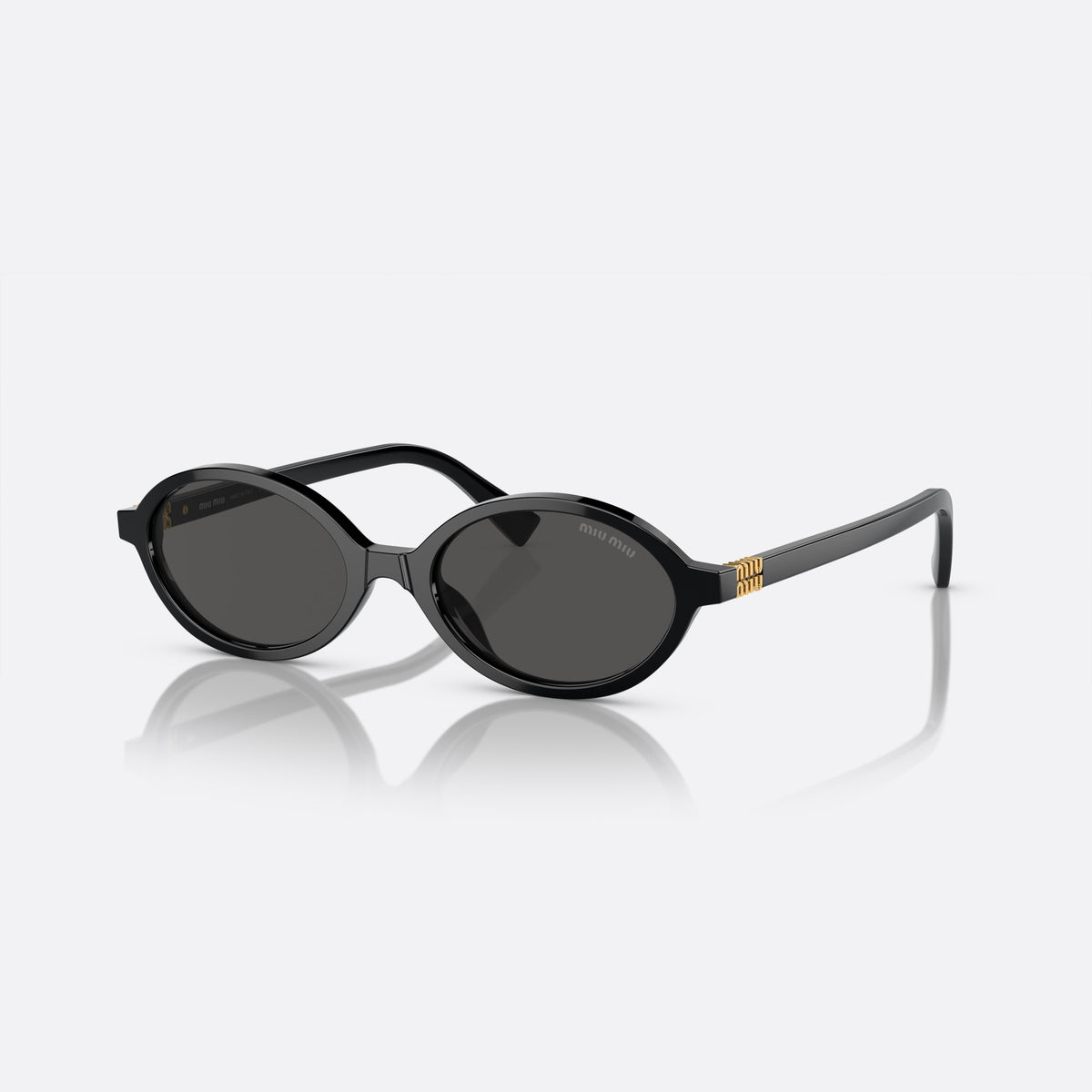 Ochelari de soare Miu Miu MU 04ZS 1AB-5S0 C, ovali negru, pentru femei, punte integrată simplă, literele brandului pe brațe
