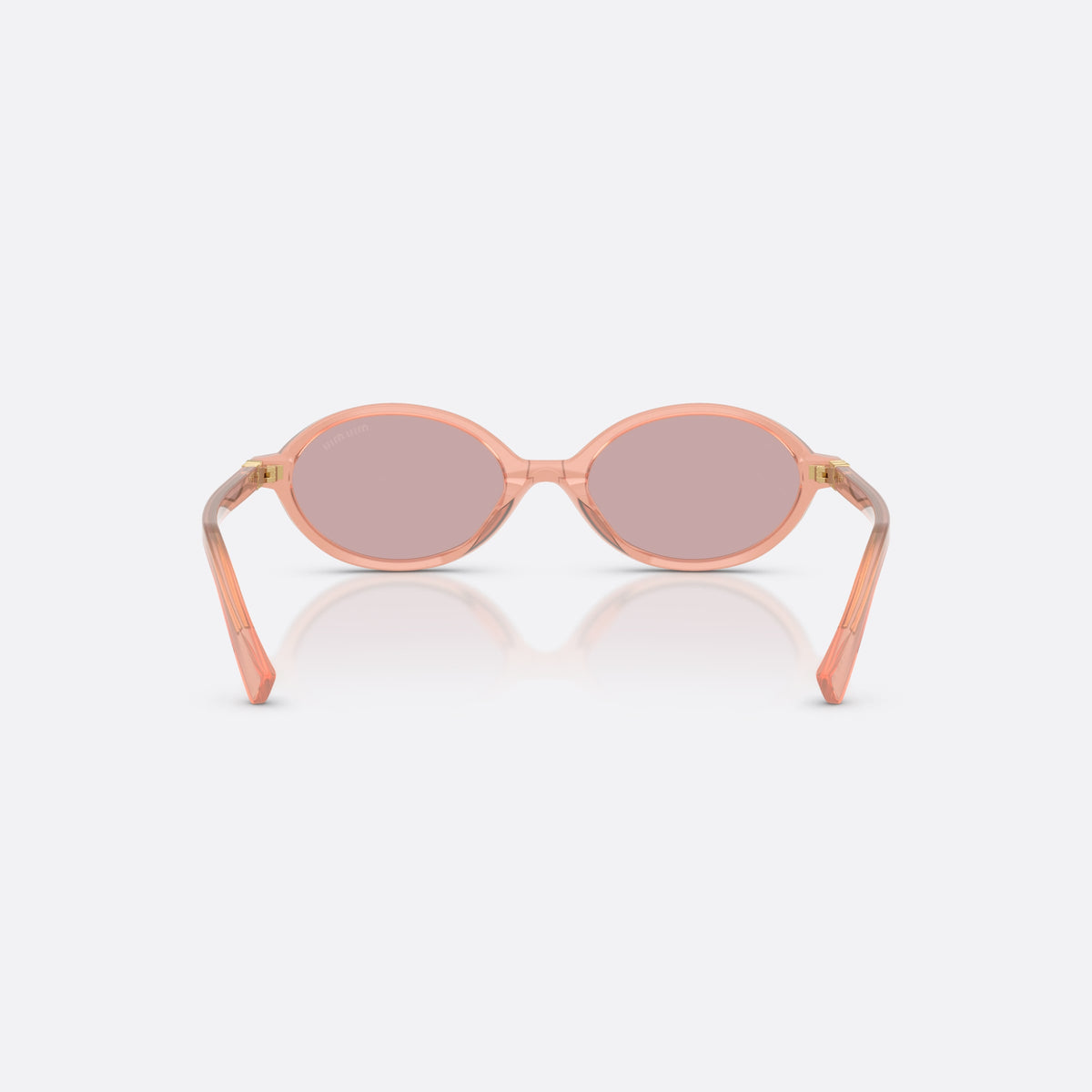 Ochelari de soare Miu Miu MU 04ZS 20I60V, ovali roz, pentru femei, punte simplă integrată, placă cu logoul brandului pe braț, vedere din spate