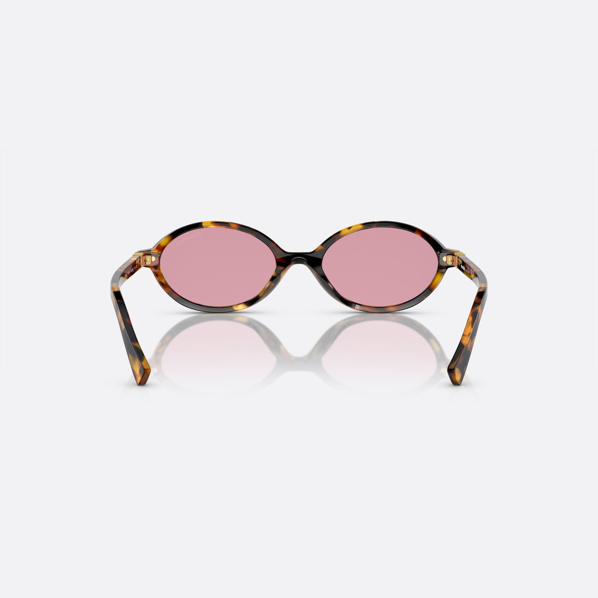 Ochelari de soare Miu Miu MU 04ZS VAU-50D, ovali țestoasă, pentru femei, punte integrată simplă, literele brandului pe brațe, vedere din spate