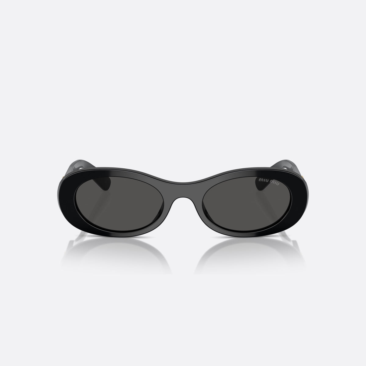 Ochelari de soare Miu Miu MU 06ZS 1AB-5S0 C, ovali negru, pentru femei, punte simplă, integrată în față, ramă completă în față, vedere din față
