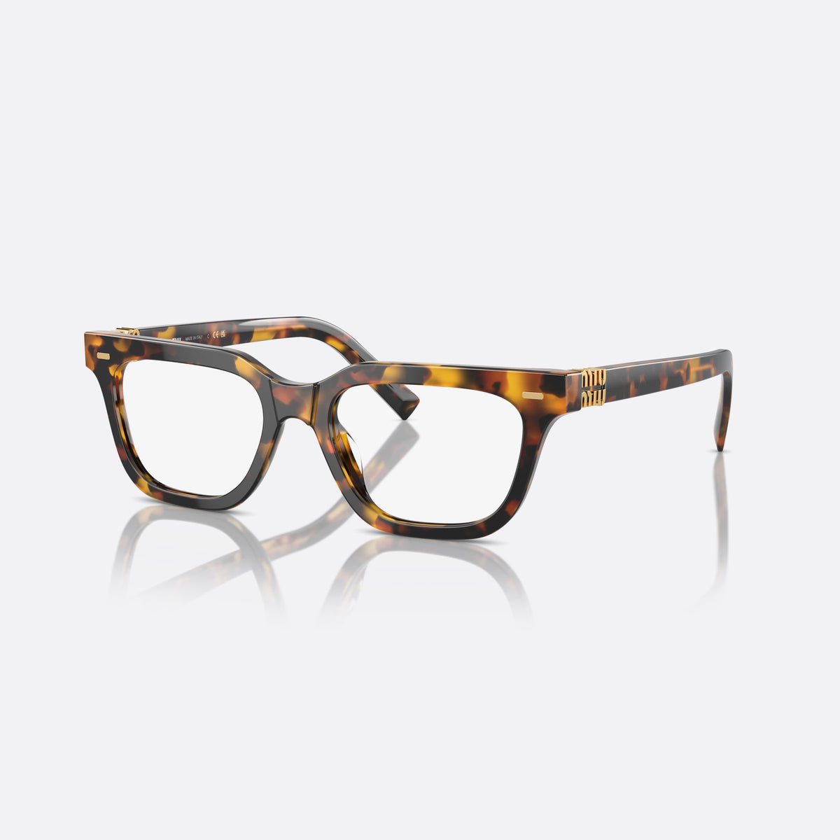 Rame ochelari de vedere Miu Miu MU 07XV VAU-1O1, rectangulari havana, pentru femei, punte dublă simplă, literele brandului pe brațe