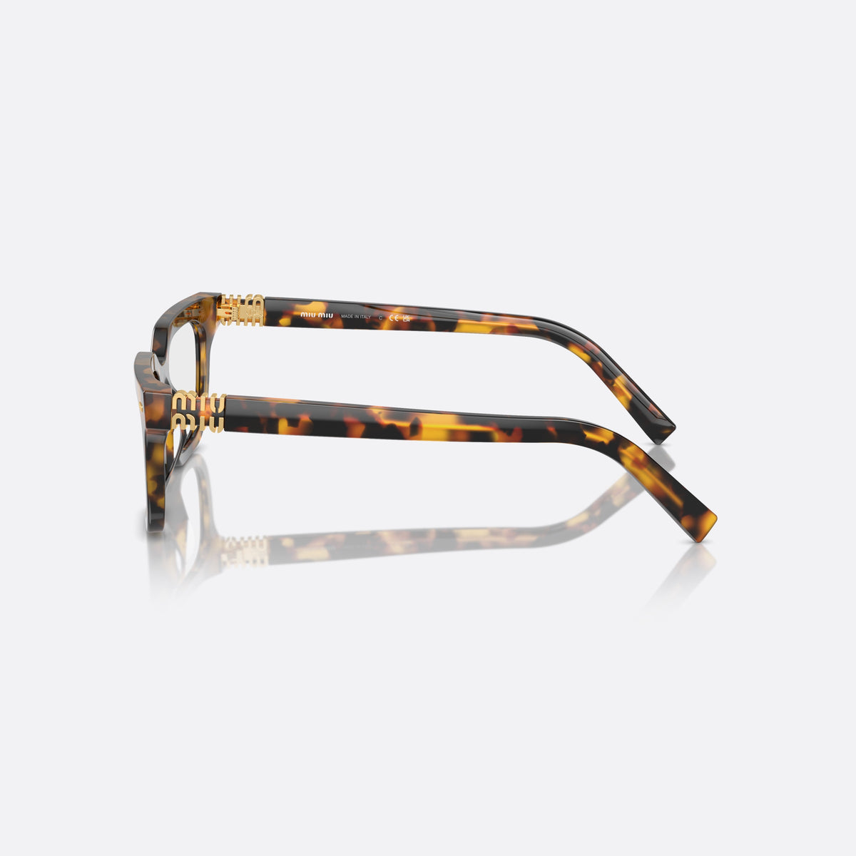 Rame ochelari de vedere Miu Miu MU 07XV VAU-1O1, rectangulari havana, pentru femei, punte dublă simplă, literele brandului pe brațe