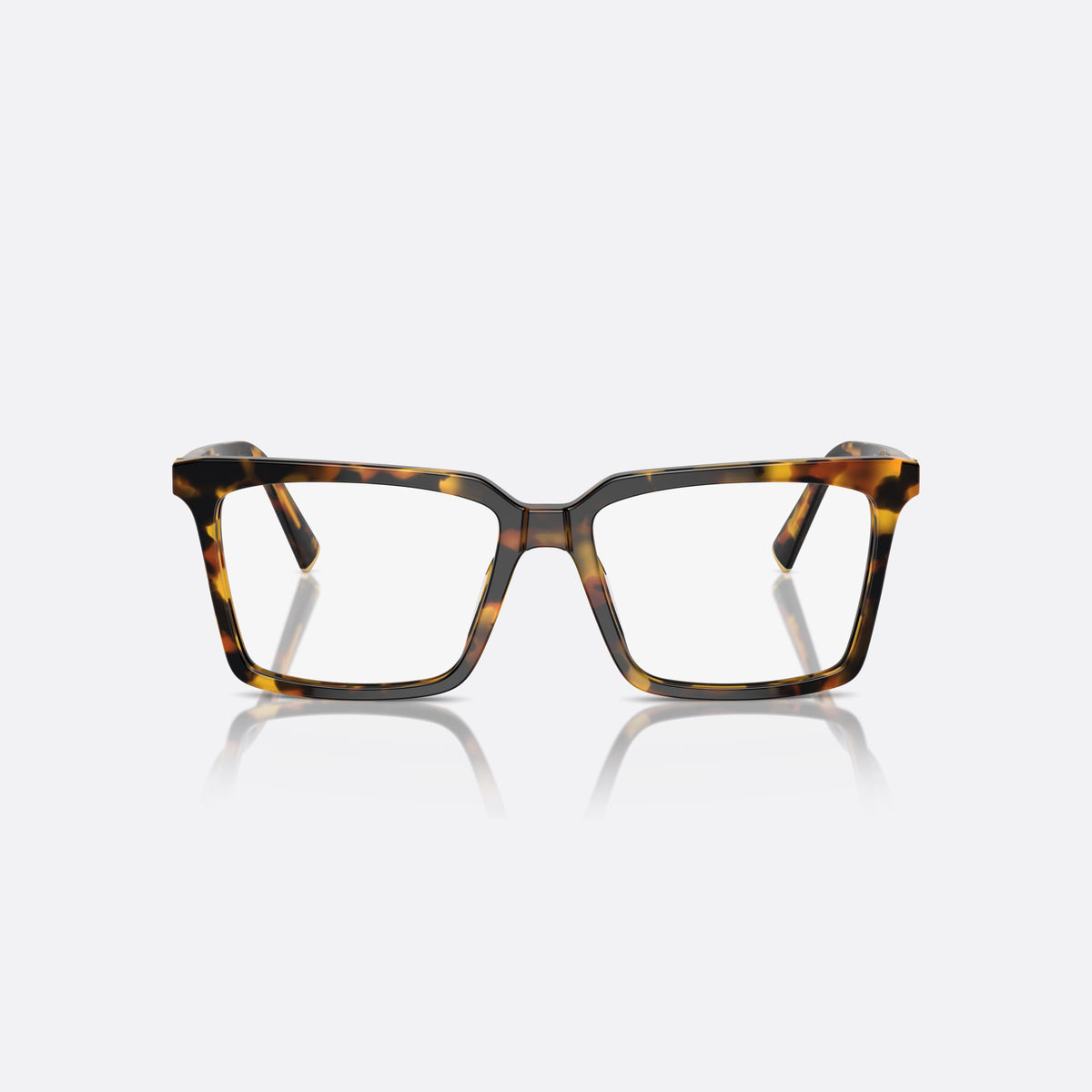 Miu Miu MU 08XV VAU-1O1 eyeglasses, havana square frame for women, plain bridge, brand lettering on temples