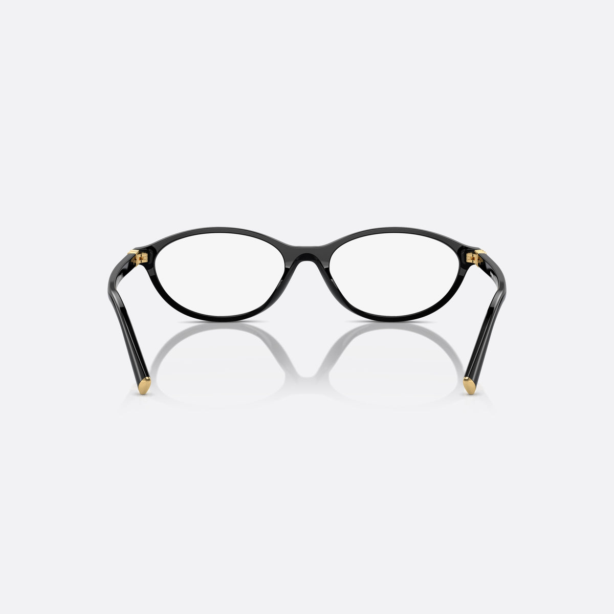 Miu Miu MU 09XV 16K-1O1 eyeglasses, black oval frame for women, plain integrated bridge, brand lettering on temples