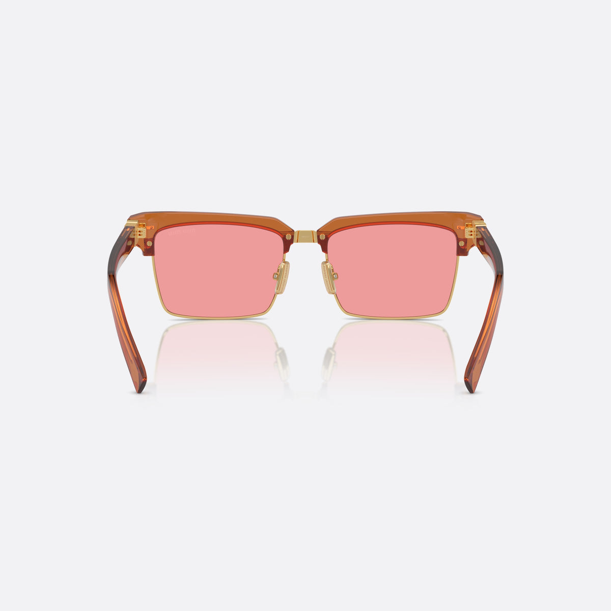 Miu Miu MU 10ZS 15T-1D0 sunglasses, brown square frame for women, metal bridge with polished finish, back view