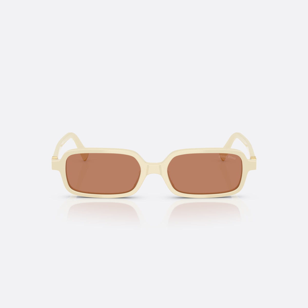 Miu Miu MU 11ZS 21D90Q sunglasses, white rectangle frame for women, plain bridge joining lenses, full-rim thick frame, front view